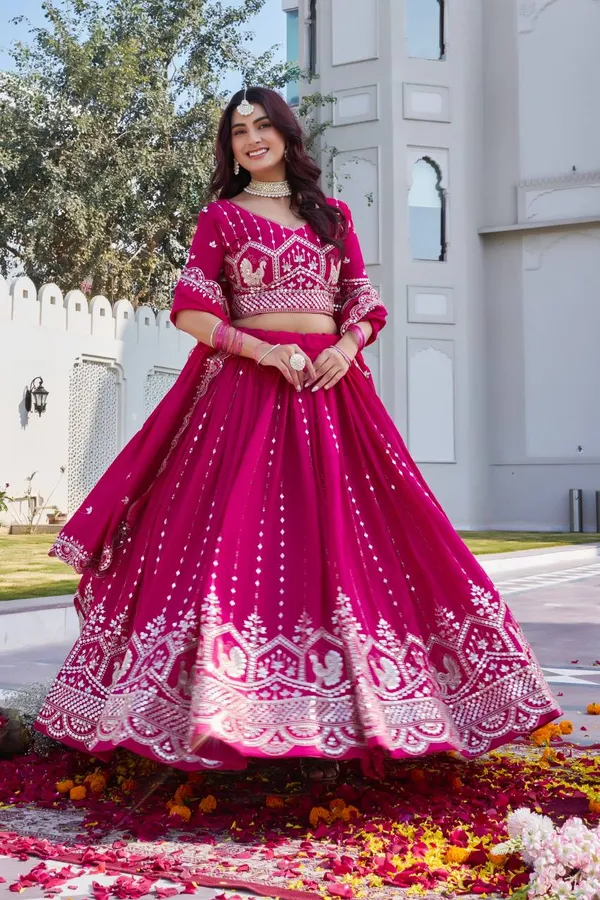 Pink_Pure_Vichitra_Lehenga_Choli_For_women