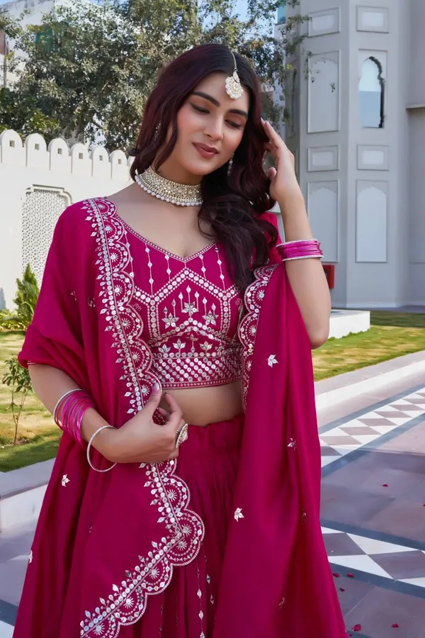Pink_Pure_Vichitra_Lehenga_Choli_For_women
