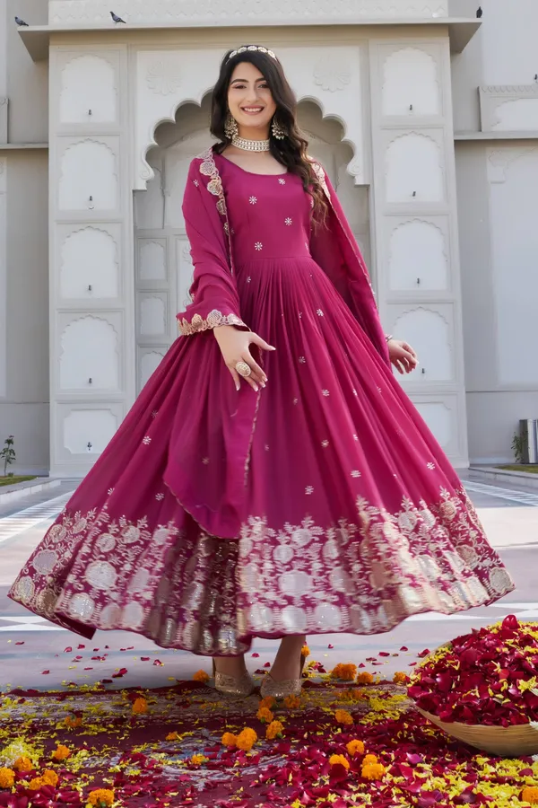 Pink_Fox_Georgette_Gowns_For_women