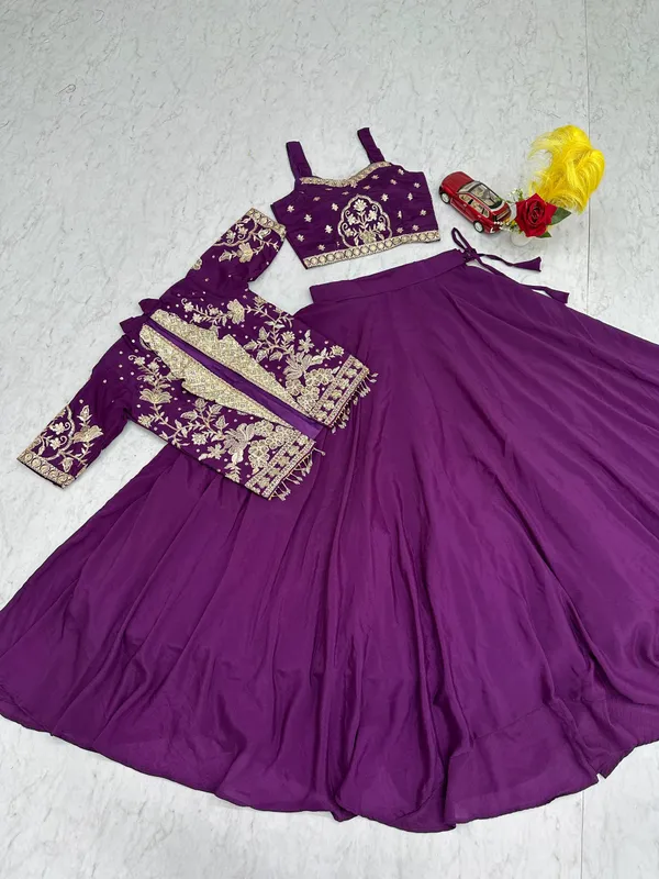 Purple_Chinon_Lehenga_Choli_For_women
