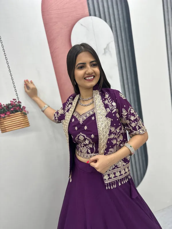 Purple_Chinon_Lehenga_Choli_For_women