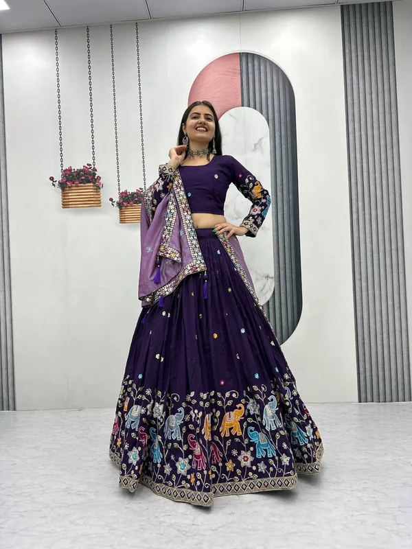 Purple_Pure_vichitra_silk_Lehenga_Choli_For_women