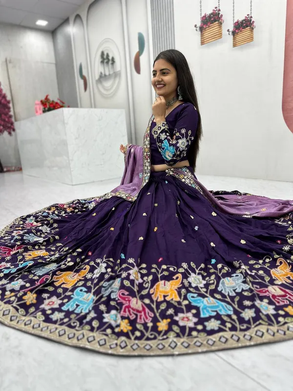 Purple_Pure_vichitra_silk_Lehenga_Choli_For_women