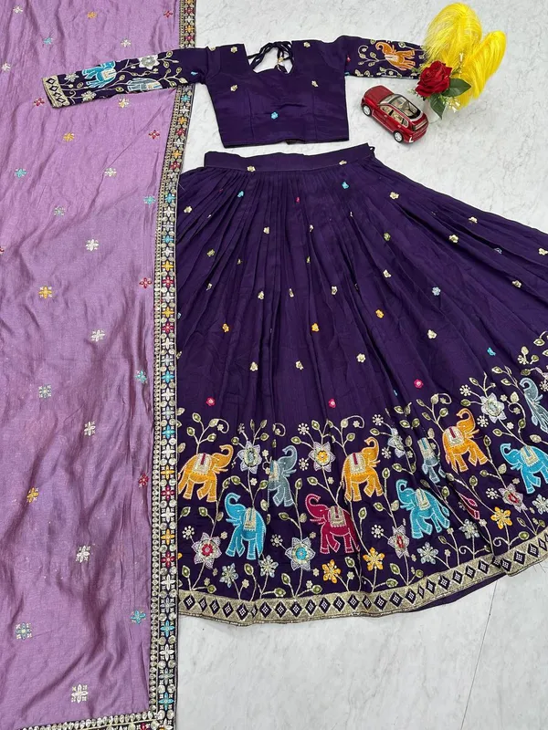 Purple_Pure_vichitra_silk_Lehenga_Choli_For_women
