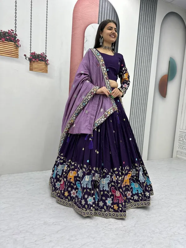 Purple_Pure_vichitra_silk_Lehenga_Choli_For_women