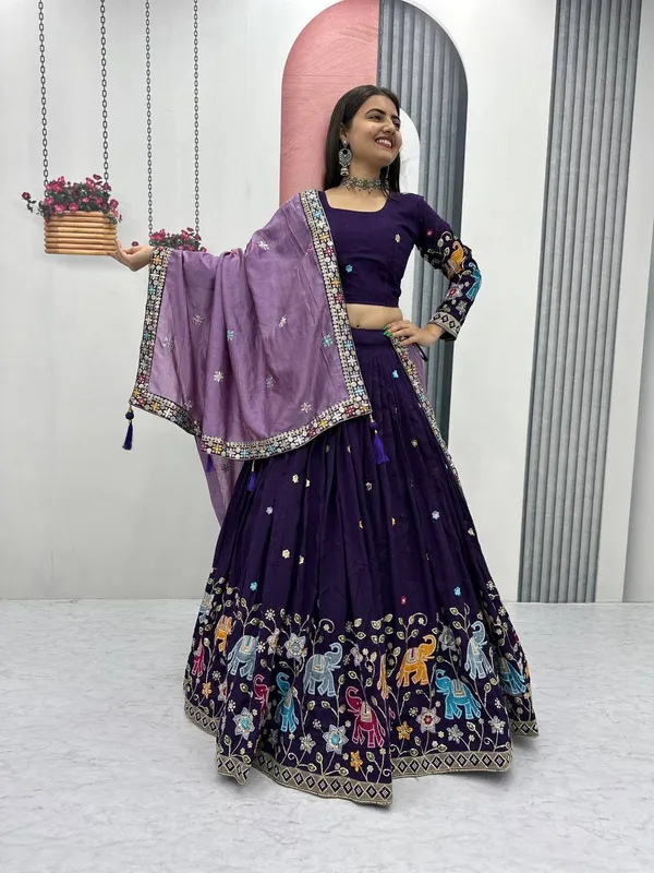 Purple_Pure_vichitra_silk_Lehenga_Choli_For_women