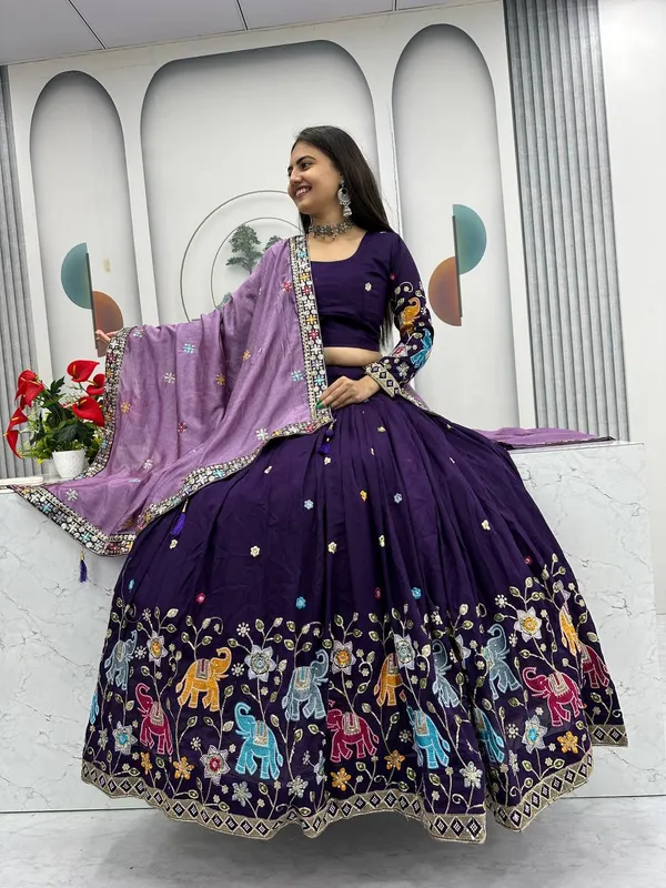 Purple_Pure_vichitra_silk_Lehenga_Choli_For_women