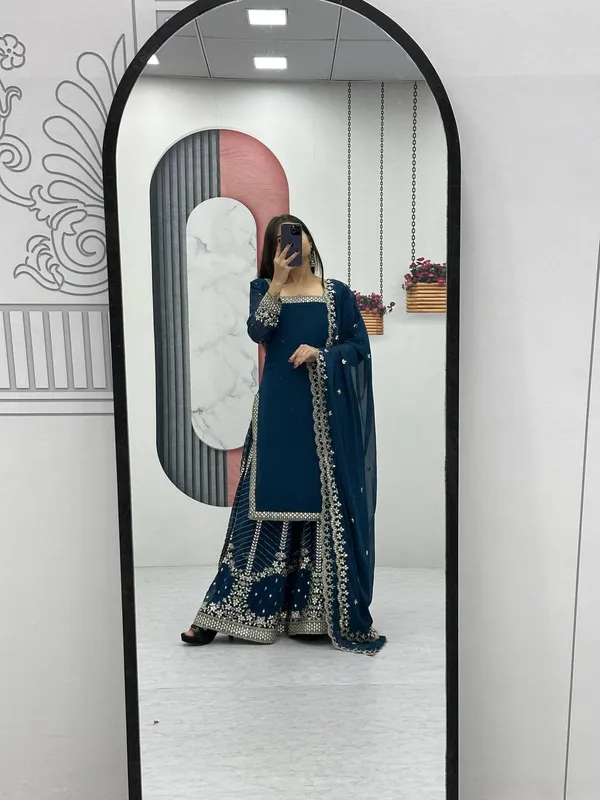Navy_Blue_Heavy_Fox_Georgette_Sharara__For_women