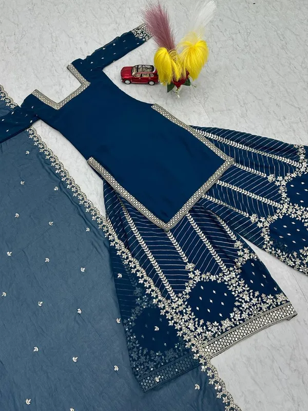Navy_Blue_Heavy_Fox_Georgette_Sharara__For_women