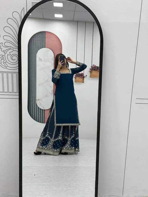 Navy_Blue_Heavy_Fox_Georgette_Sharara__For_women