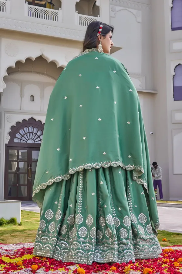 Green_pure_Crep_silk_Lehenga_Choli_For_women