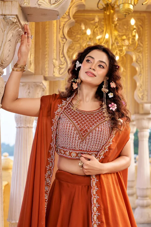 Orange__Pure_Rangoli_silk_Lehenga_Choli_For_women