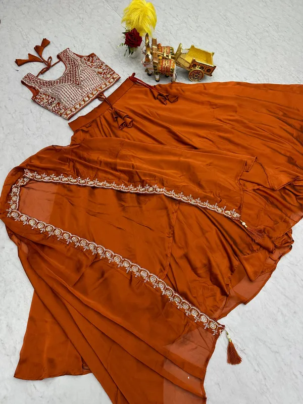Orange__Pure_Rangoli_silk_Lehenga_Choli_For_women