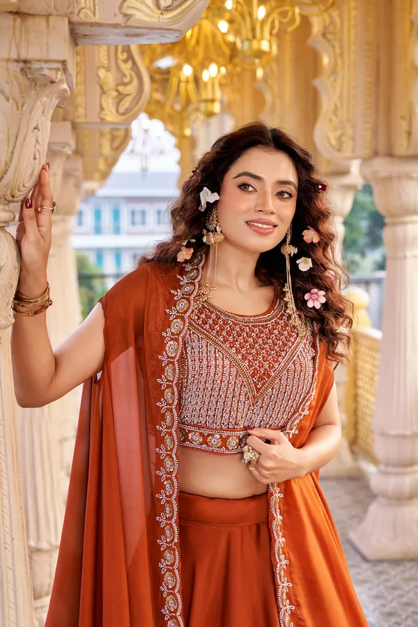 Orange__Pure_Rangoli_silk_Lehenga_Choli_For_women