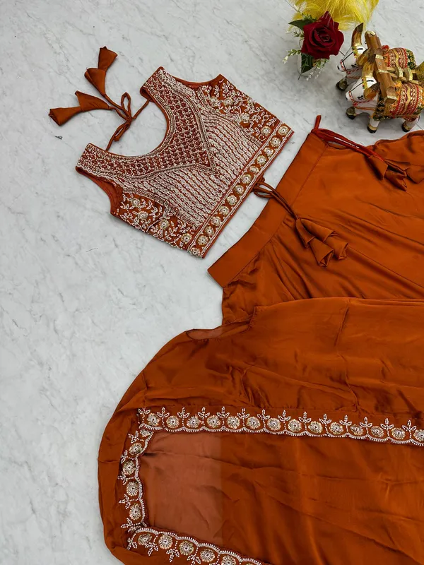 Orange__Pure_Rangoli_silk_Lehenga_Choli_For_women