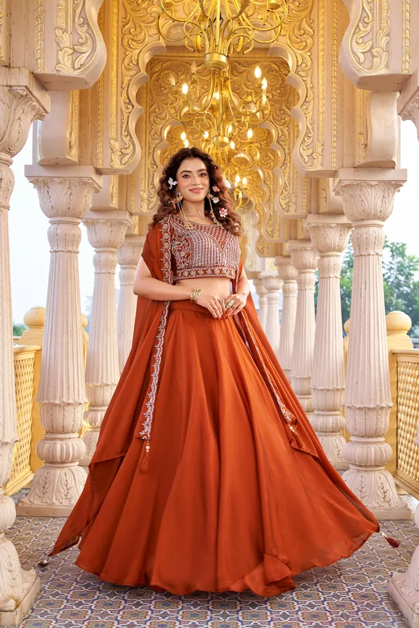 Orange__Pure_Rangoli_silk_Lehenga_Choli_For_women