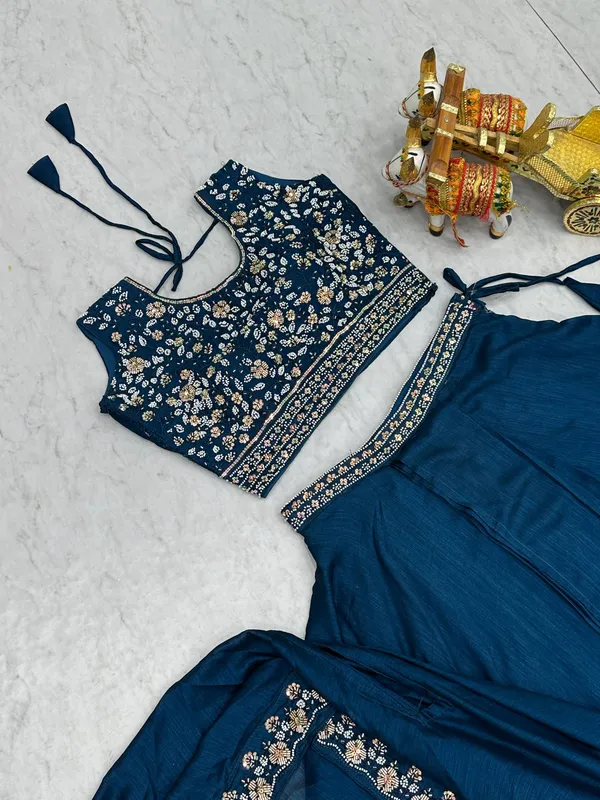 Blue_Pure_Vichitra_Lehenga_Choli_For_women
