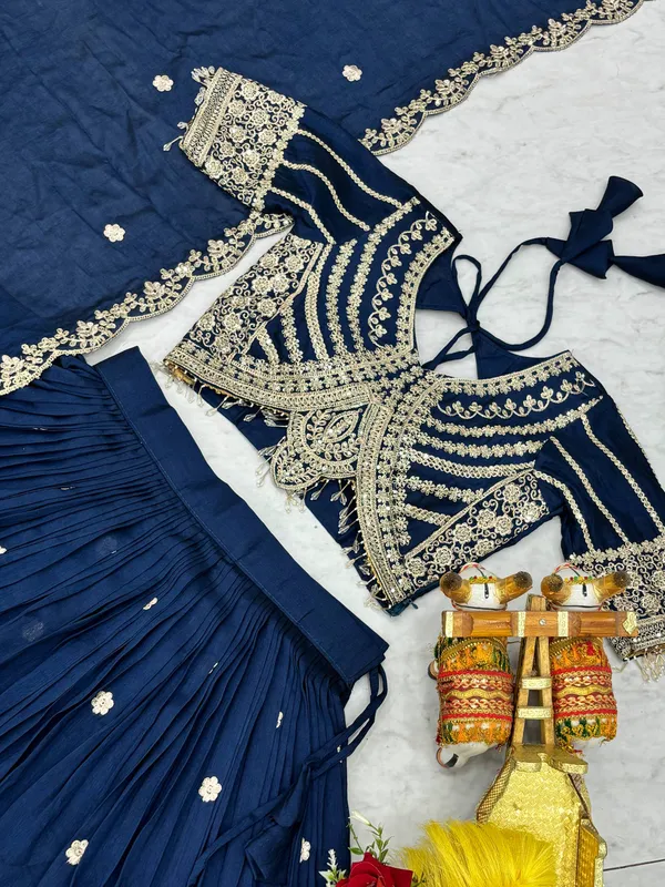 Nevy_Blue_Pure_Vichitra_Lehenga_Choli_For_women