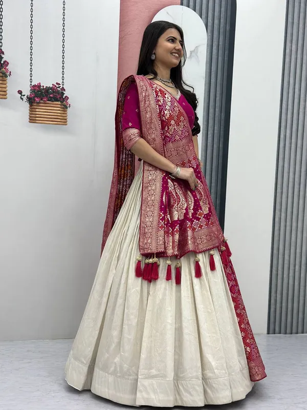 White_and_pink_pure_simar_silk_Lehenga_Choli_For_women