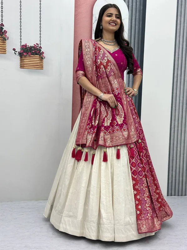 White_and_pink_pure_simar_silk_Lehenga_Choli_For_women