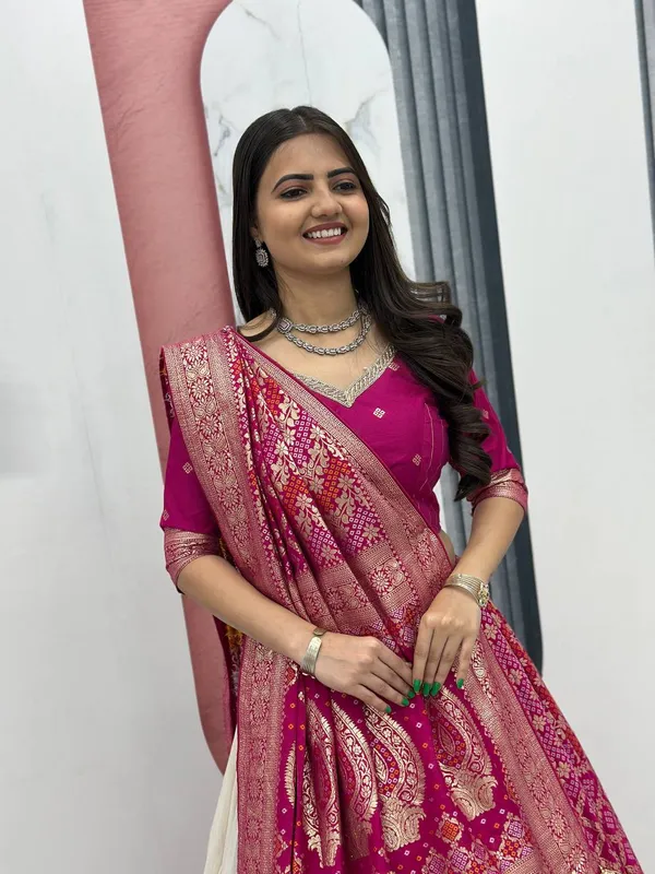 White_and_pink_pure_simar_silk_Lehenga_Choli_For_women
