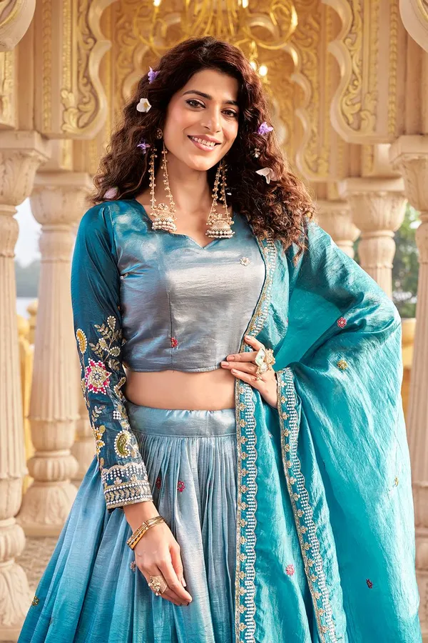 Blue_Pure_Gold_Crush_Lehenga_Choli_For_women