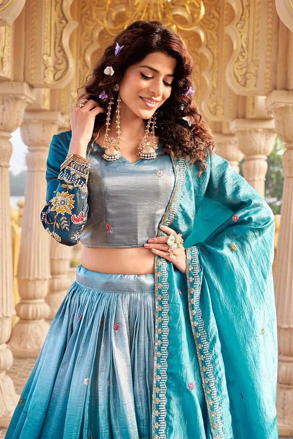 Blue_Pure_Gold_Crush_Lehenga_Choli_For_women
