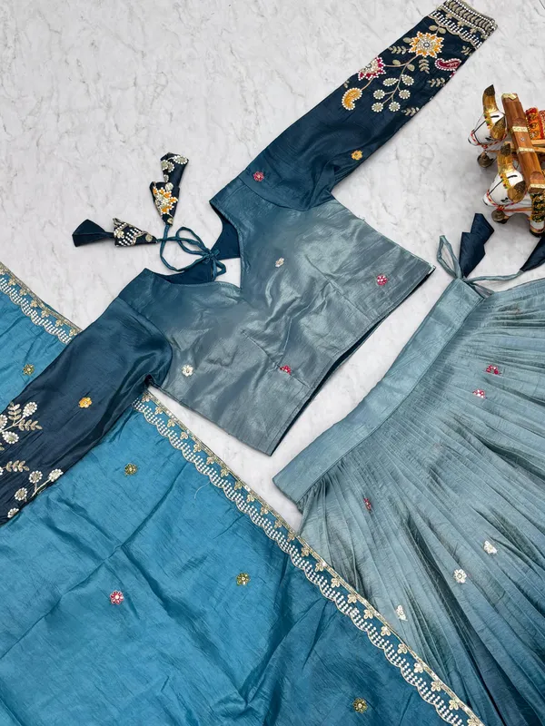 Blue_Pure_Gold_Crush_Lehenga_Choli_For_women