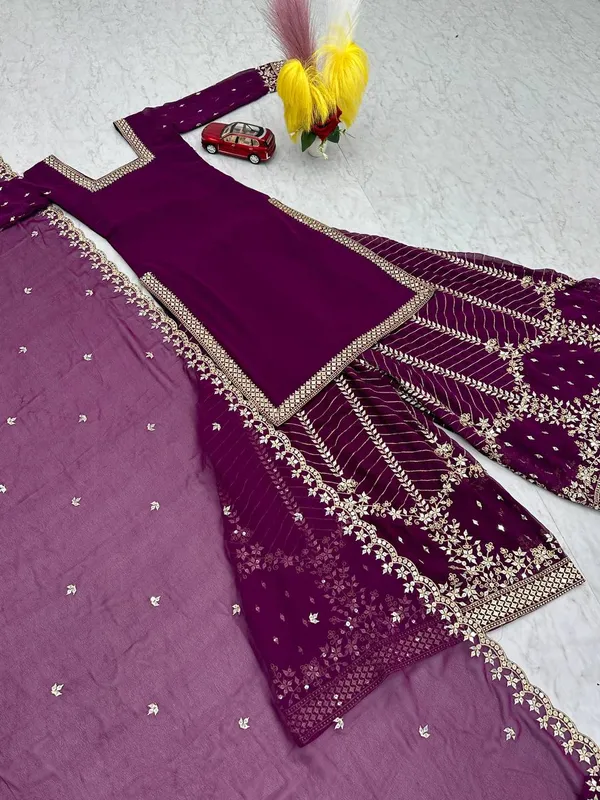 Purple_Heavy_Fox_Georgette_Sharara__For_women