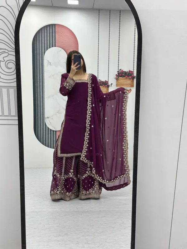 Purple_Heavy_Fox_Georgette_Sharara__For_women