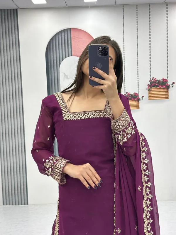Purple_Heavy_Fox_Georgette_Sharara__For_women