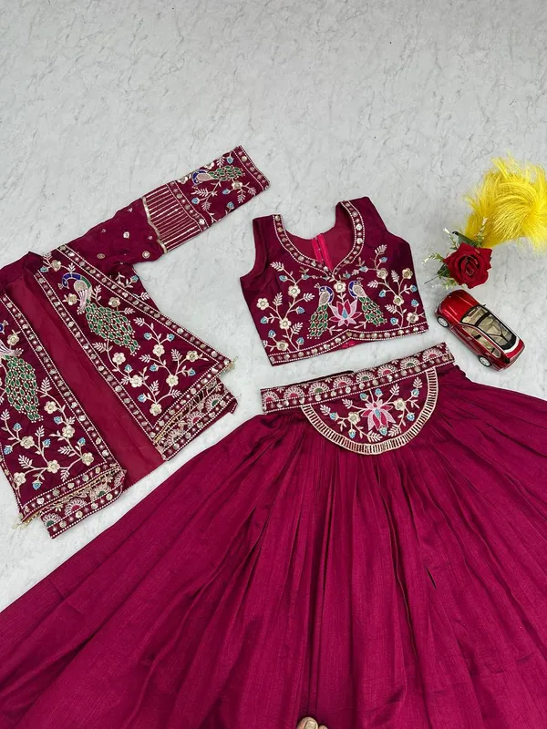 Maroon_Vichitra_silk_Lehenga_Choli_For_women