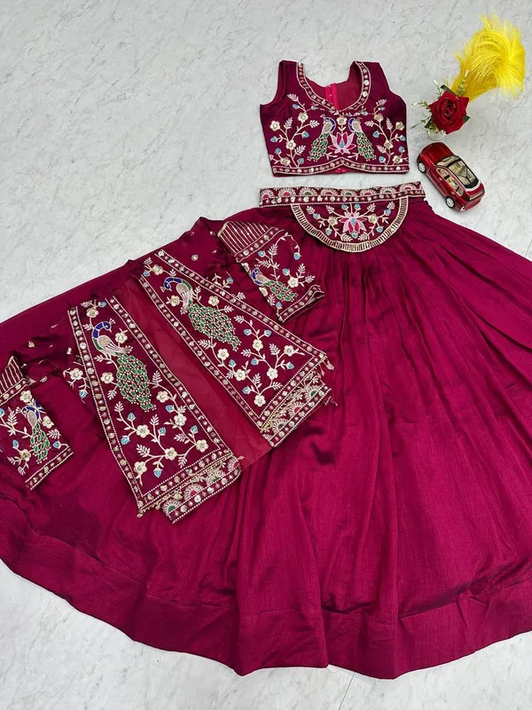 Maroon_Vichitra_silk_Lehenga_Choli_For_women