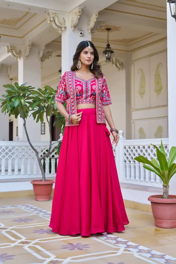 Pink_Pure_Vichitra_Lehenga_Choli_For_women