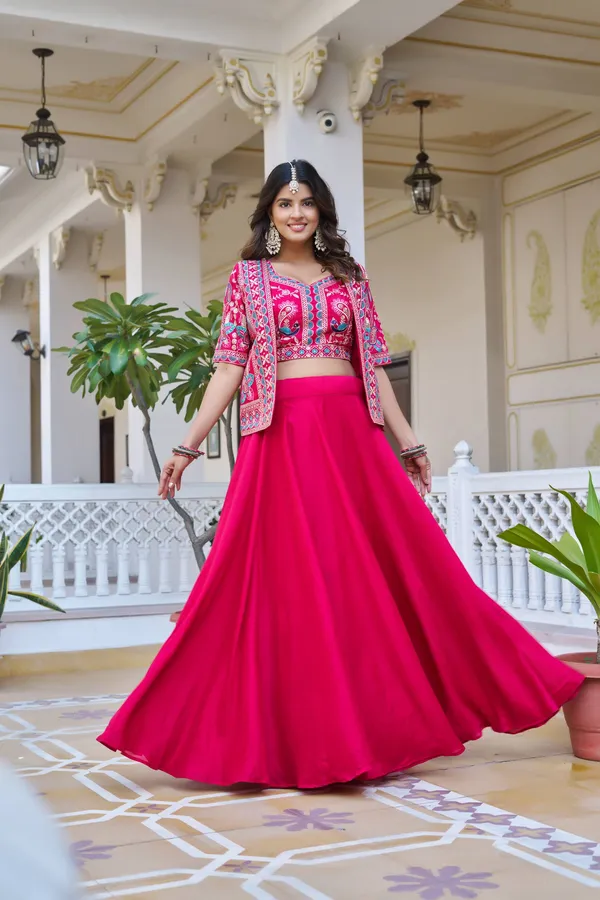 Pink_Pure_Vichitra_Lehenga_Choli_For_women