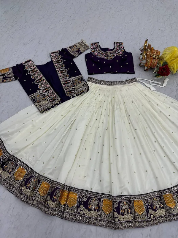 Blue_Pure_Vichitra_Lehenga_Choli_For_women