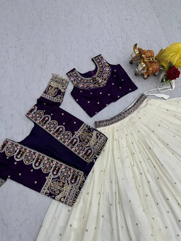 Blue_Pure_Vichitra_Lehenga_Choli_For_women