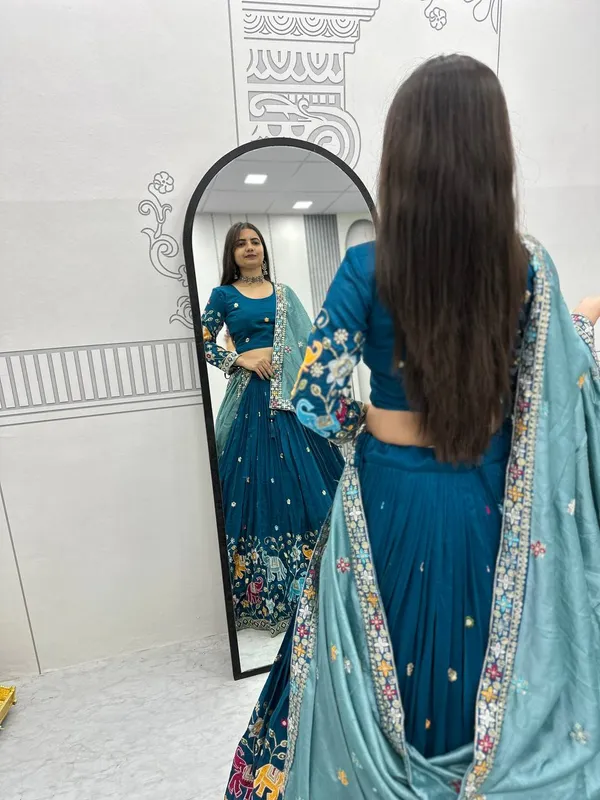Blue_Pure_vichitra_silk_Lehenga_Choli_For_women