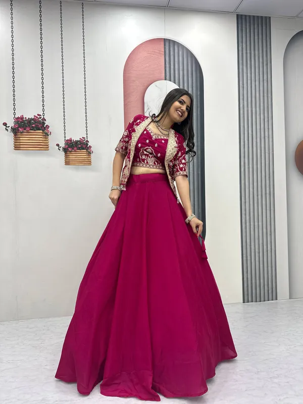 Pink_Chinon_Lehenga_Choli_For_women