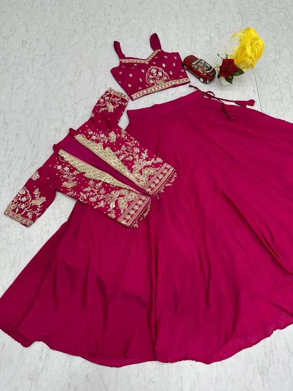 Pink_Chinon_Lehenga_Choli_For_women