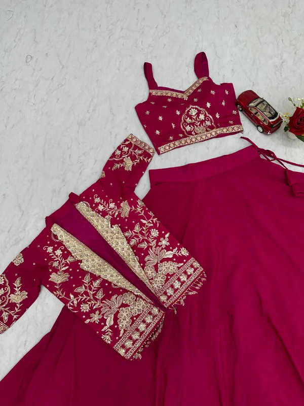 Pink_Chinon_Lehenga_Choli_For_women