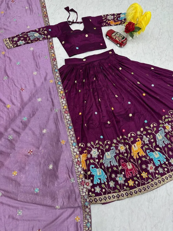 Maroon_Pure_vichitra_silk_Lehenga_Choli_For_women