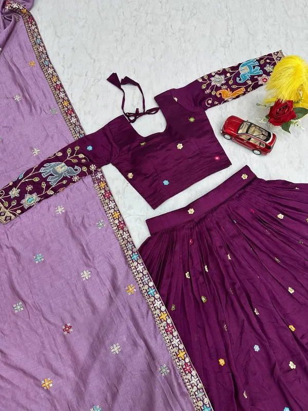 Maroon_Pure_vichitra_silk_Lehenga_Choli_For_women