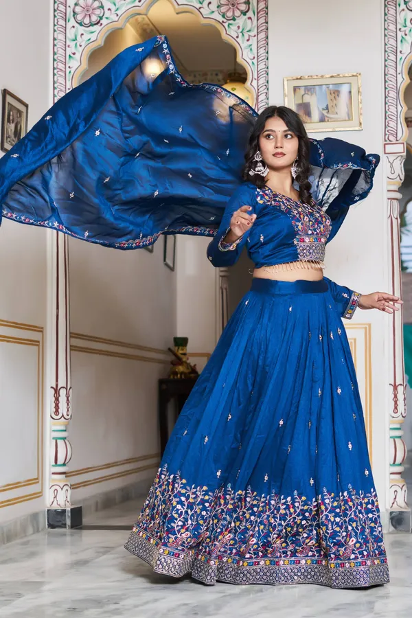 Blue_Pure_Vichitra_silk_Lehenga_Choli_For_women