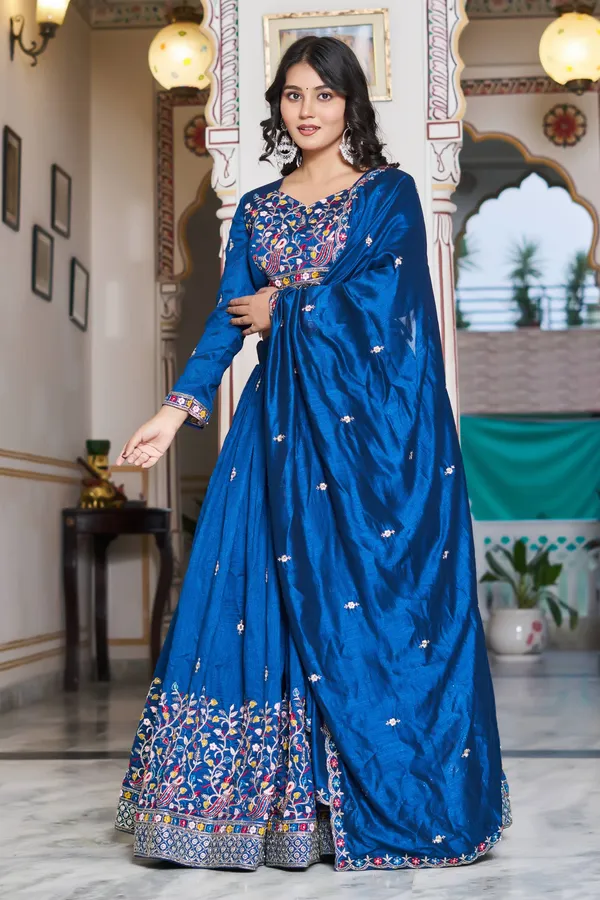 Blue_Pure_Vichitra_silk_Lehenga_Choli_For_women
