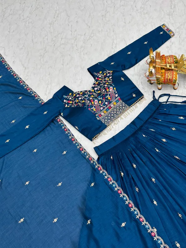 Blue_Pure_Vichitra_silk_Lehenga_Choli_For_women
