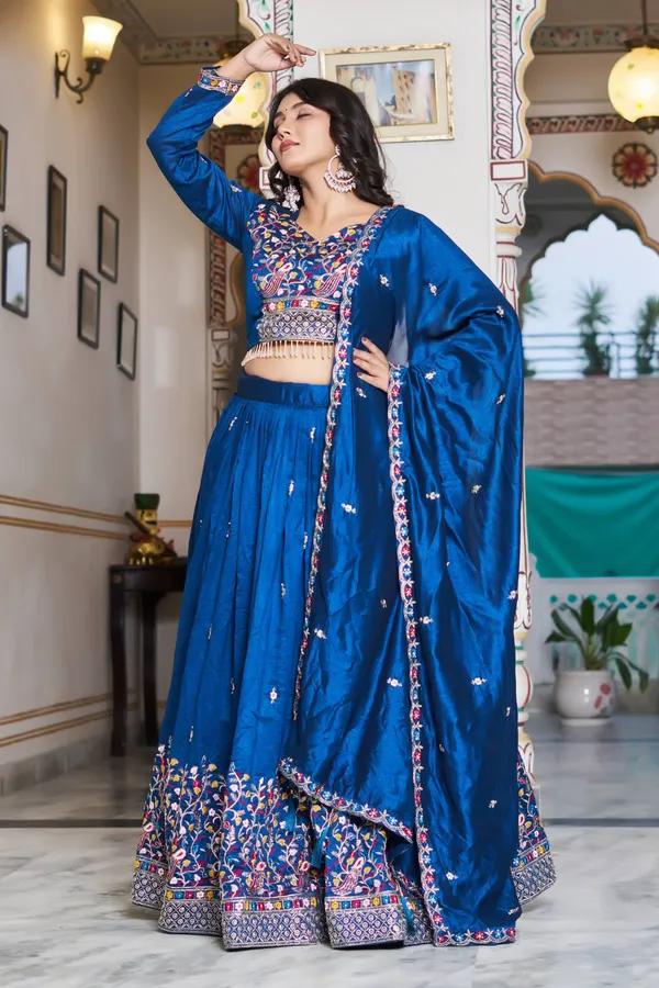 Blue_Pure_Vichitra_silk_Lehenga_Choli_For_women