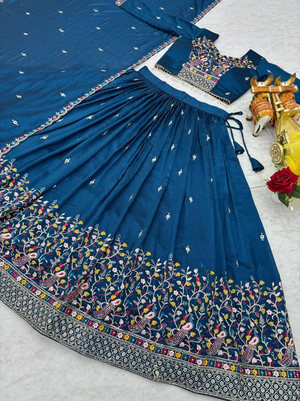 Blue_Pure_Vichitra_silk_Lehenga_Choli_For_women