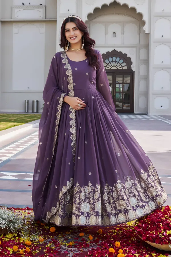 Purple_Fox_Georgette_Gowns_For_women