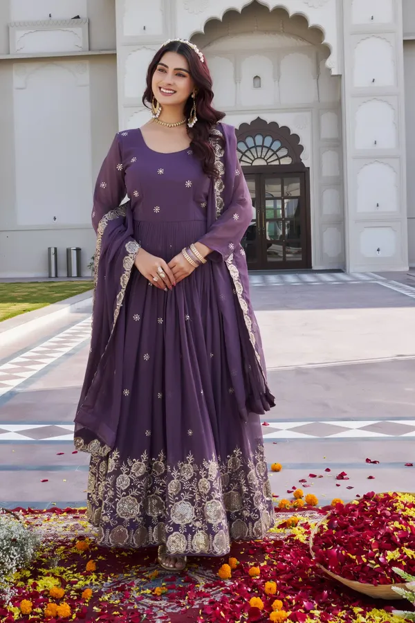 Purple_Fox_Georgette_Gowns_For_women